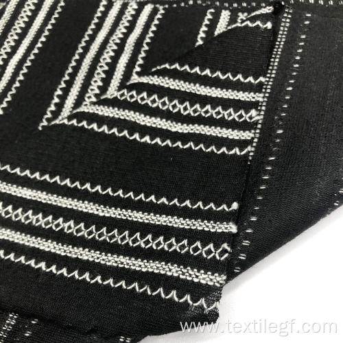 Polyester Knitted Fabric Knitting Fabric With Black And White Line Manufactory